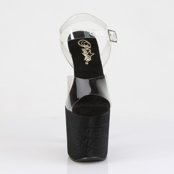 Pleaser RAZZLE-808WR Clr/Blk Reptile Print
