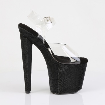 Pleaser RAZZLE-808WR Clr/Blk Reptile Print