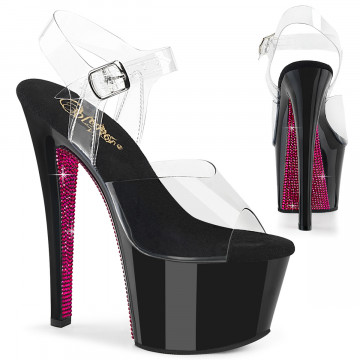 Pleaser SKY-308CRS Clr/Blk-H. Pink RS
