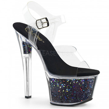 Pleaser SKY-308GF Clr/Blk Multi Glitter