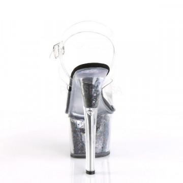 Pleaser SKY-308GF Clr/Blk Multi Glitter