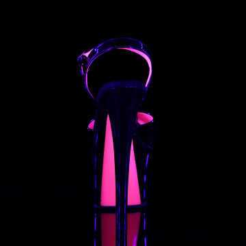 Pleaser SKY-309TT Blk Pat/Blk-Neon H. Pink