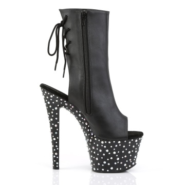 Pleaser STARDANCE-1018-7 Blk Faux Leather/Blk-Slv Multi RS
