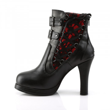 Demonia Cult CRYPTO-51 Blk-Red Lace Vegan Leather