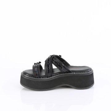 Demonia Cult EMILY-07 Blk Vegan Leather-Holo Pat