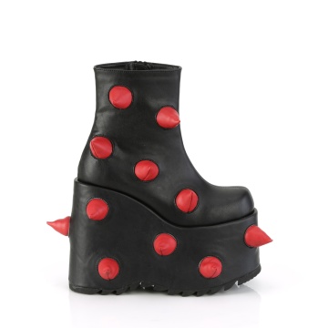 Demonia Cult SLAY-77 Blk-Red Vegan Leather