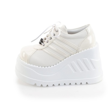 Demonia Cult STOMP-08-1 Off White Pat-Vegan Leather - Img 4