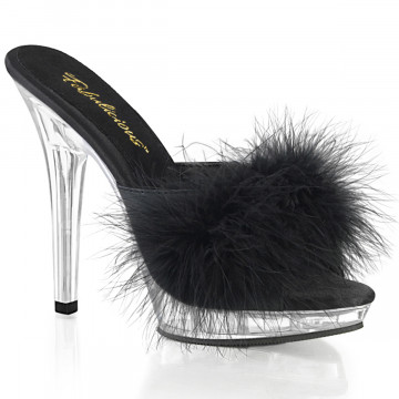 Fabulicious LIP-101-8 Blk Satin-Fur/Clr