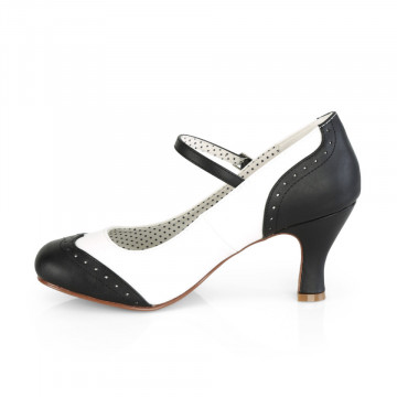 Pin Up Couture FLAPPER-25 Blk-Wht Pu