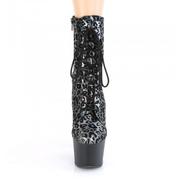 Pleaser ADORE-1020LP Pewter Leopard Print Holo/Blk Matte