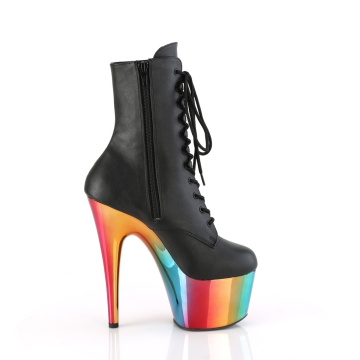 Pleaser ADORE-1020RC Blk Faux Leather/Rainbow Chrome