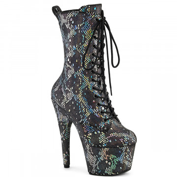 Pleaser ADORE-1040SPF Silver Metallic Holo Snake Print Fabric/