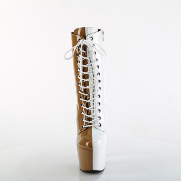 Pleaser ADORE-1040TT Taupe-Wht Pat/Taupe-Wht