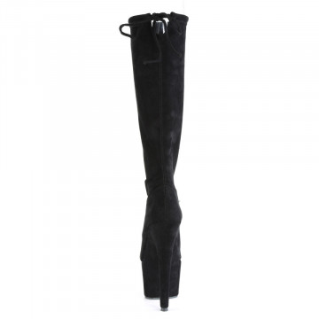 Pleaser ADORE-2008 Blk Stretch Faux Suede/Blk Faux Suede