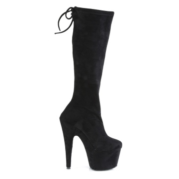 Pleaser ADORE-2008 Blk Stretch Faux Suede/Blk Faux Suede