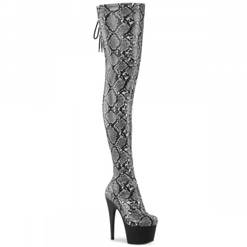 Pleaser ADORE-3008SP-BT Grey-Blk Snake Print/Blk Matte