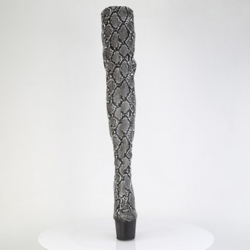 Pleaser ADORE-3008SP-BT Grey-Blk Snake Print/Blk Matte