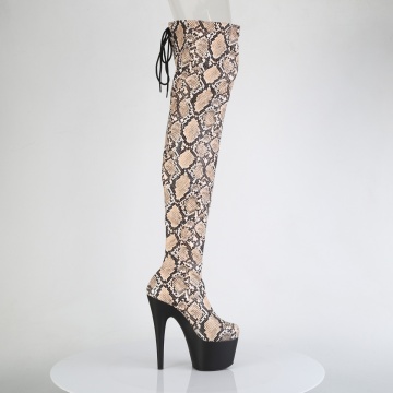 Pleaser ADORE-3008SP-BT Tan-Brown Snake Print/Blk Matte