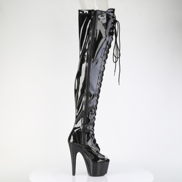 Pleaser ADORE-3021GP Blk Glitter Pat/M
