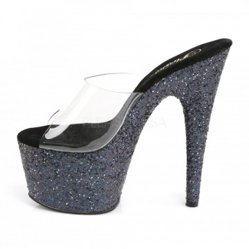 Pleaser ADORE-701LG Clr/Blk Holo Glitter