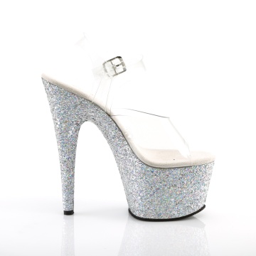 Pleaser ADORE-708LG Clr/Slv Multi Glitter
