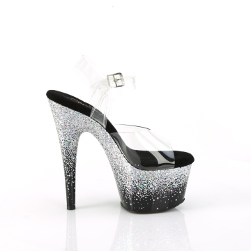 Pleaser ADORE-708SS Clr/Blk-Slv Multi Glitter