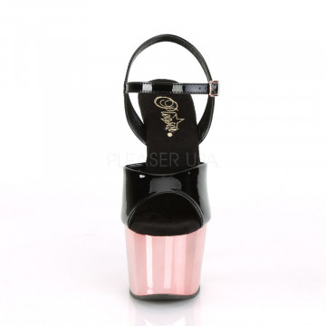 Pleaser ADORE-709 Blk Pat/Rose Gold Chrome