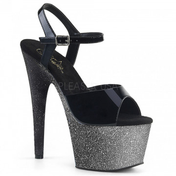 Pleaser ADORE-709OMBRE Blk Pat/Slv-Blk Ombre