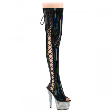 Pleaser BEJEWELED-3052HG-7 Blk Holo Pat/Slv Multi RS