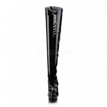 Pleaser BLONDIE-3000 Blk Str Pat/Blk-Pewter Chrome