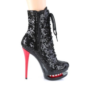 Pleaser BLONDIE-R-1020 Blk Sequins/Blk-Red