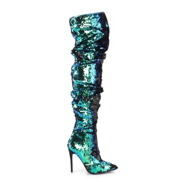 Pleaser COURTLY-3011 Green Iridescent Sequins