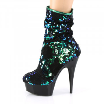Pleaser DELIGHT-1004 Green Iridescent Sequins/Blk
