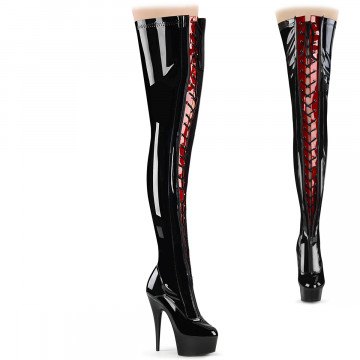 Pleaser DELIGHT-3027 Blk-Red Str. Pat/Blk
