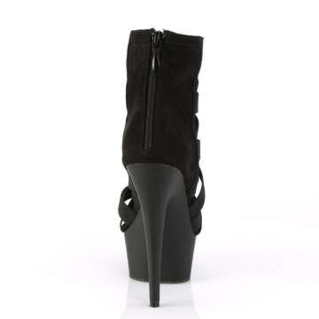 Pleaser DELIGHT-600-24 Blk Elastic Band-Faux Suede/Blk Matte
