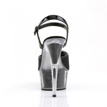 6" Heel, 1 3/4" Glitter-filled PF Ankle Strap Sandal