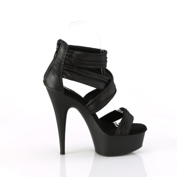 Pleaser DELIGHT-620 Blk Faux Le-Fabric/Blk Matte