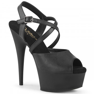 Pleaser DELIGHT-624-1 Blk Faux Leather/Blk Matte