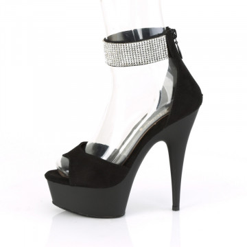 Pleaser DELIGHT-625 Blk Faux Suede/Blk Matte