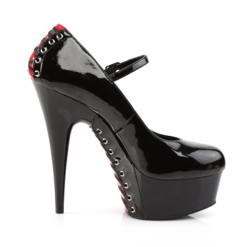 Pleaser DELIGHT-687FH Blk-Red Pat/Blk