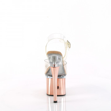 Pleaser ESTEEM-708 Clr/Clr-Rose Gold Chrome