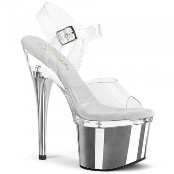 Pleaser ESTEEM-708 Clr/Clr-Slv Chrome