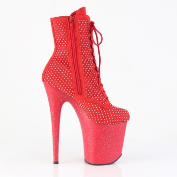 Pleaser FLAMINGO-1020RM Red Faux Suede-RS Mesh/Red Matte