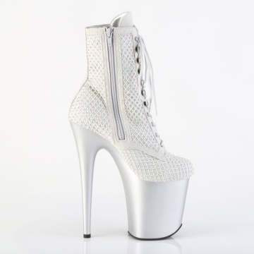 Pleaser FLAMINGO-1020RM Silver Faux Sude-RS Mesh/Slv Matte