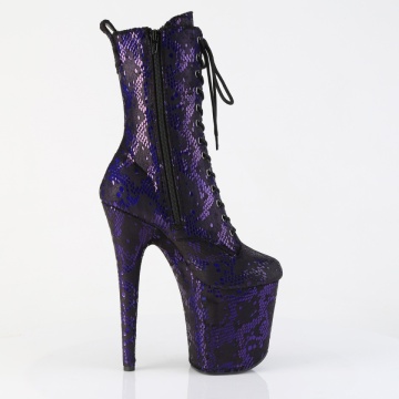 Pleaser FLAMINGO-1040SPF Purple Metallic Snake Print Fabric/M