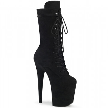 Pleaser FLAMINGO-1050FS Blk Faux Suede/Blk Faux Suede