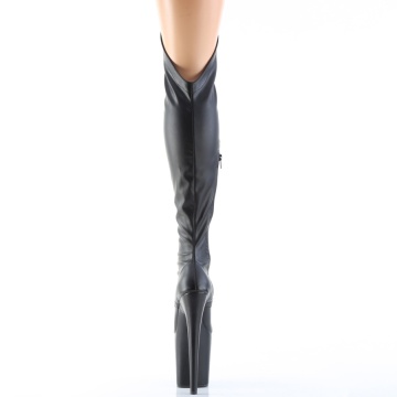 Pleaser FLAMINGO-3014 Blk Str. Faux Leather/Blk Matte