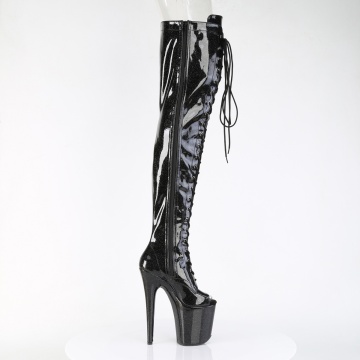 Pleaser FLAMINGO-3021GP Blk Glitter Pat/M