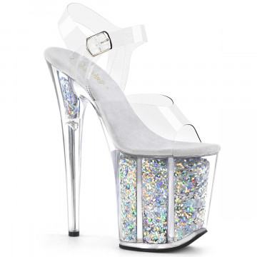 Pleaser FLAMINGO-808GF Clr/Slv Multi Glitter