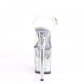 Pleaser FLAMINGO-808GF Clr/Slv Multi Glitter